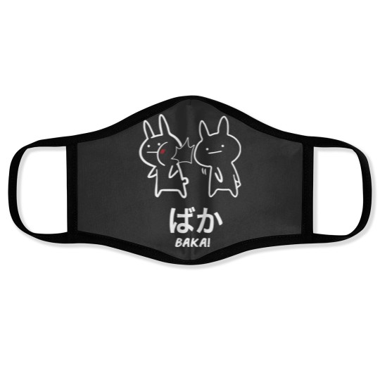 Discover Funny Anime Baka Rabbit Slap Black Face Masks