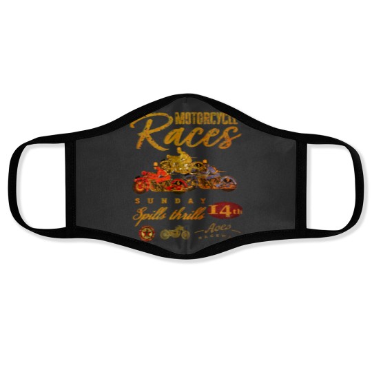Discover Vintage Motorcycle Races Face Masks