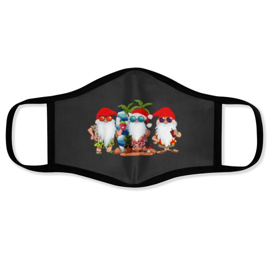 Discover Cute Hawaiian Three Gnomes Christmas In July Summer Vacation Face Masks