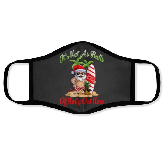 Discover Funny Christmas In July Hot As Balls Santa Summer Party Face Masks