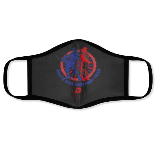 Discover Peacemaker Peace Out Vigilante Badge Face Masks