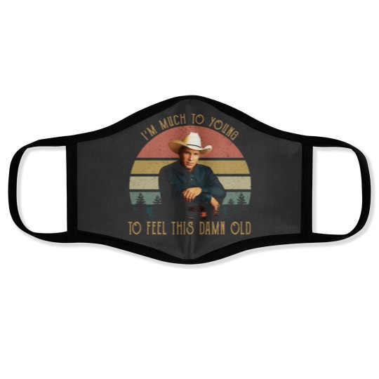 Discover Vintage Garth Tees Brooks-I'm Much To Young To Feel This-Damn-Old Face Masks