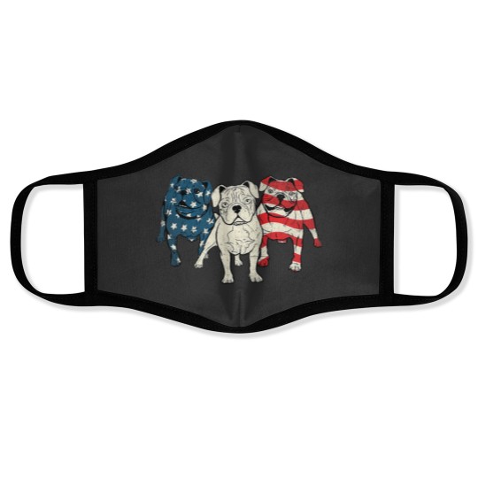 Discover USA American English Bulldog 2Animal Dog Lover Puppy Owner Face Masks