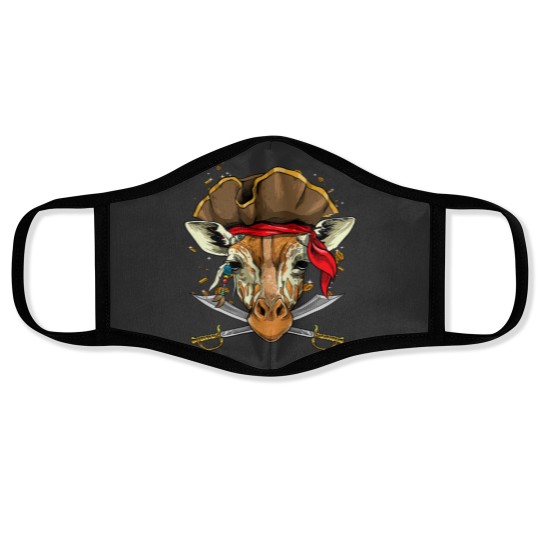 Discover Pirate Giraffe Jolly Roger Flag Nautical Wild Giraffe Lover Face Masks