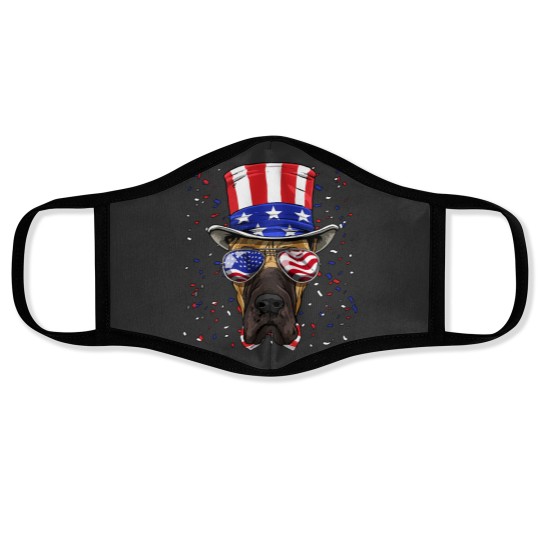 Discover Great Dane 4th of July American Dog USA Flag 766 Face Masks