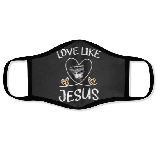 Discover Jesus Christian Valentine Day Christian Gift Cheetah Leopard Love Like Jesus Face Masks