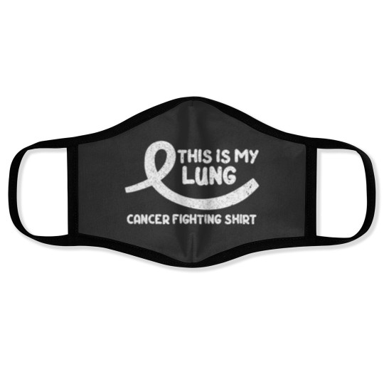 Discover Cancer Fighter White Ribbon Warrior Lung Cancer Awareness Face Masks