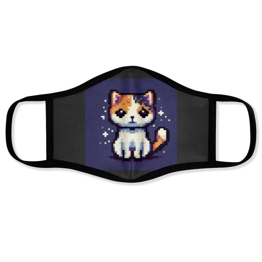 Discover Pixel Calico Cat Face Masks