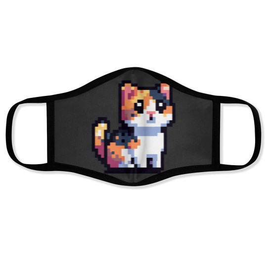 Discover Pixel Calico Cat Face Masks