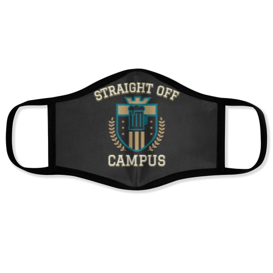 Discover Straight Off Campus-Beer Crest Face Masks