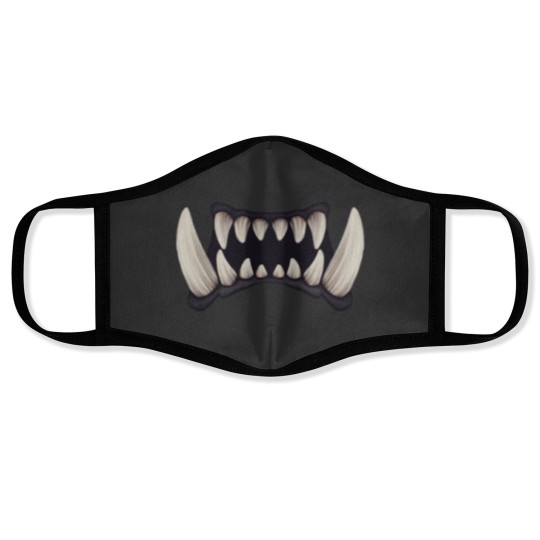 Discover Big Bottom Monster Fangs Sticker.png Face Masks