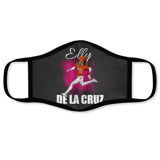 Discover Elly de la Cruz Cartoon  Player  (white text) Sticker Face Masks