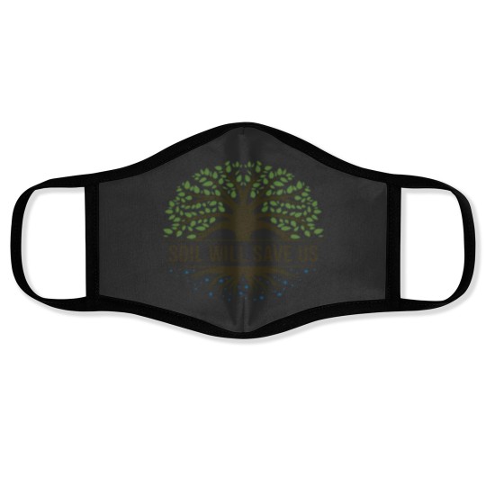Discover Save Soil Logo Face Masks