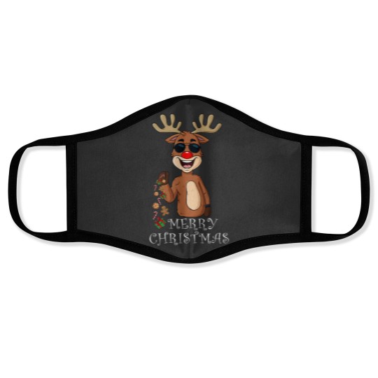 Discover Merry Christmas Reindeer Funny Family Pajamas Xmas Face Masks