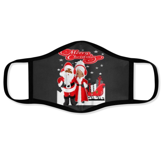 Discover Merry Christmas Santa Claus Mrs Claus African American Face Masks