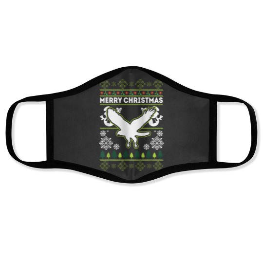 Discover Merry Christmas Red Tailed Hawk Ugly Xmas Face Masks