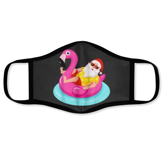 Discover Christmas In July Santa Relaxing On A Flamingo Float Gifts Face Masks