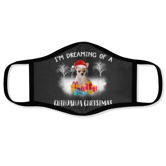 Discover Christmas Gift Idea For Chihuahua Dog Lover Family Matching Face Masks