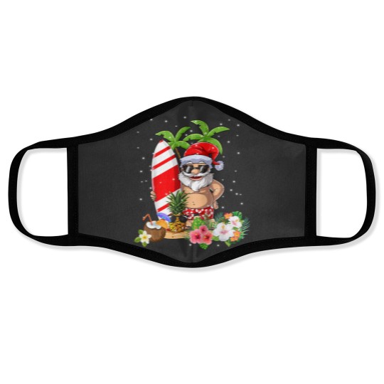 Discover Christmas In July Santa Hawaiian Surfing Summer Surf Face Masks