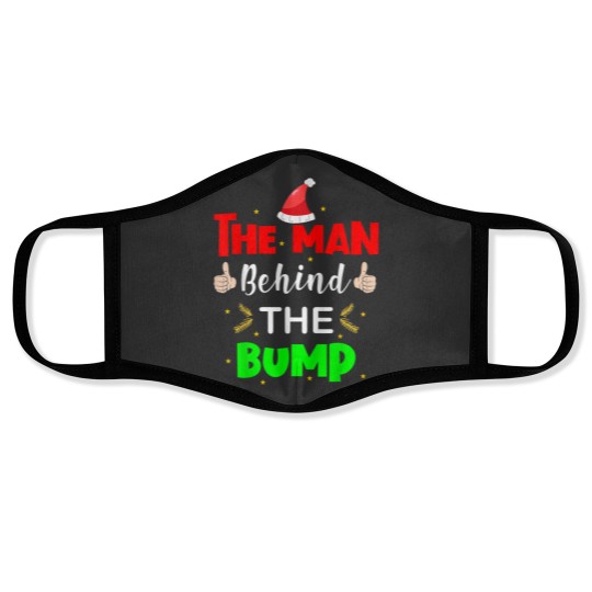 Discover Man Behind Bump Funny Christmas Pregnancy Husband Dad 2020 Face Masks