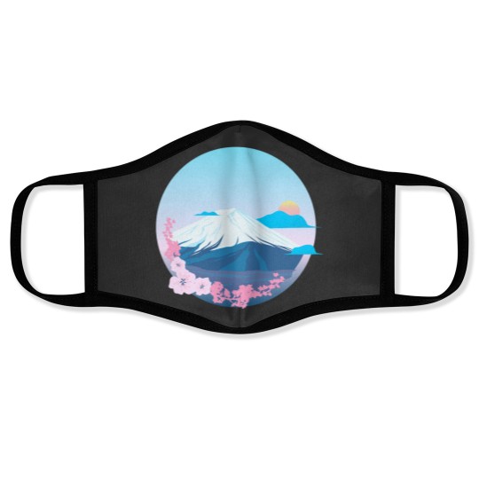 Discover Cherry Blossom and Mountain Fuji Active Face Masks