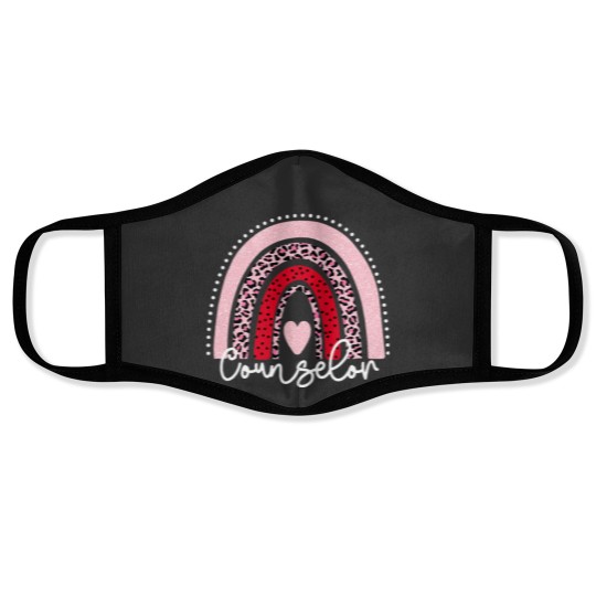 Discover Teacher Job Leopard Rainbow Valentines Day Heart Teacher Counselor Face Masks
