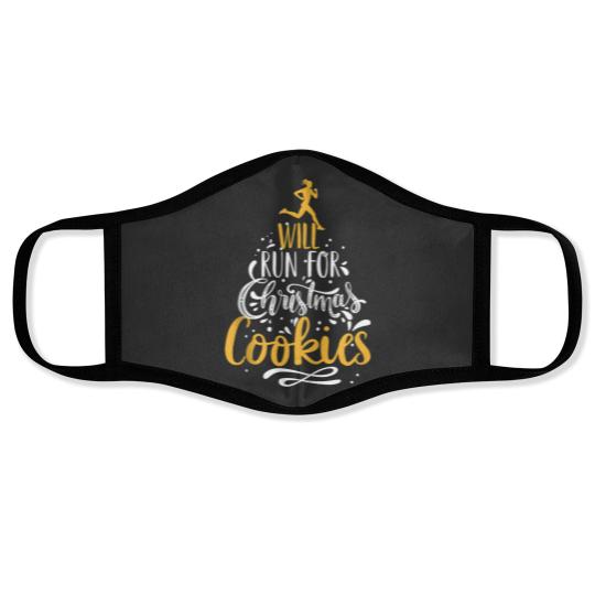 Discover Will Run For Christmas Cookies Lady Runners Workout Gift Face Masks