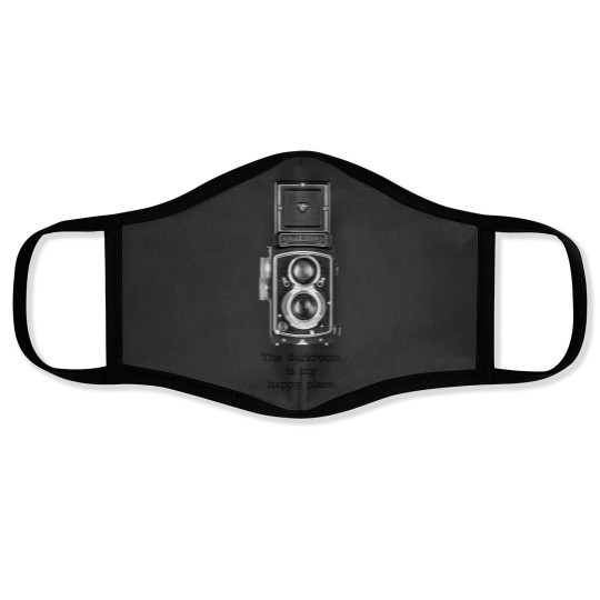 Discover Vintage 1950s Twin Lens Camera Side View - Darkroom Black Text Active Face Masks