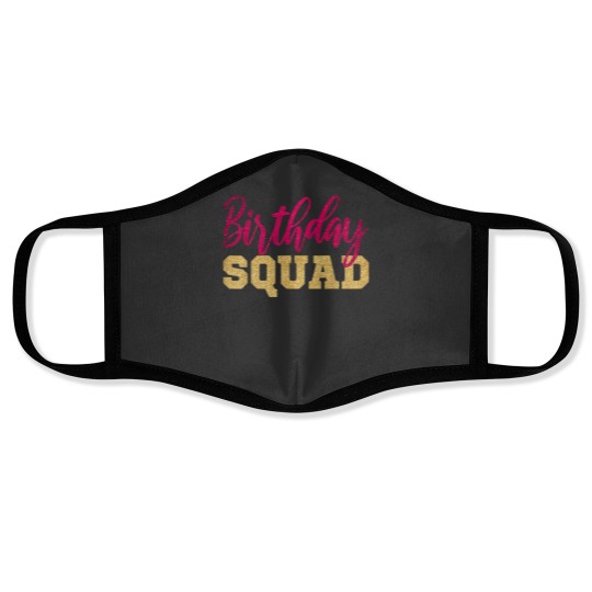 Discover Birthday Squad Gold Pink Party Funny Girl Gift Face Masks