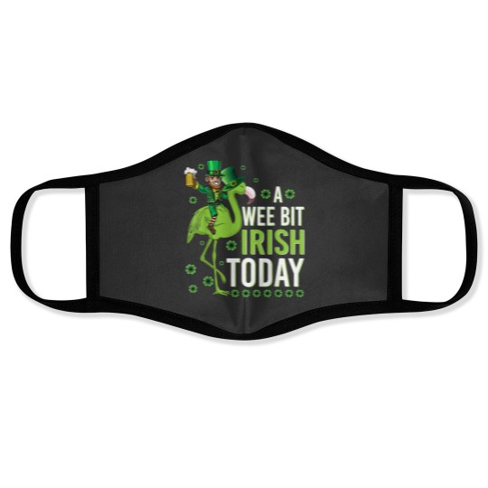 Discover A Wee Bit Irish Today Funny Flamingo Riding St Patricks Day Face Masks