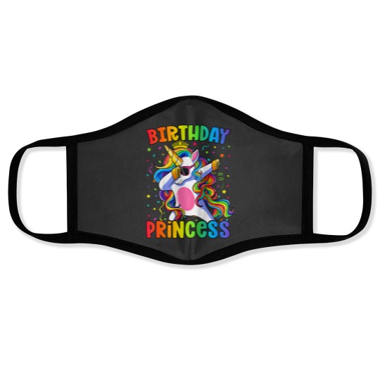 Discover Kids Birthday Princess Shirt Girl Unicorn Birthday Face Masks