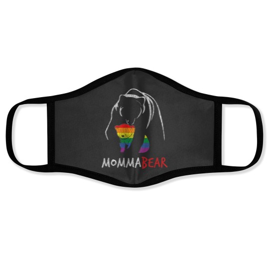 Discover Vintage Rainbow Mama Bear Hug Love Support Parent Pride LGBT Face Masks