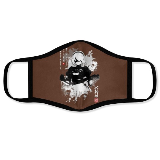 Discover NieR Automata 2B Japan Ink AO DEN Gift Halloween Day, Thanksgiving, Christmas Day Face Masks