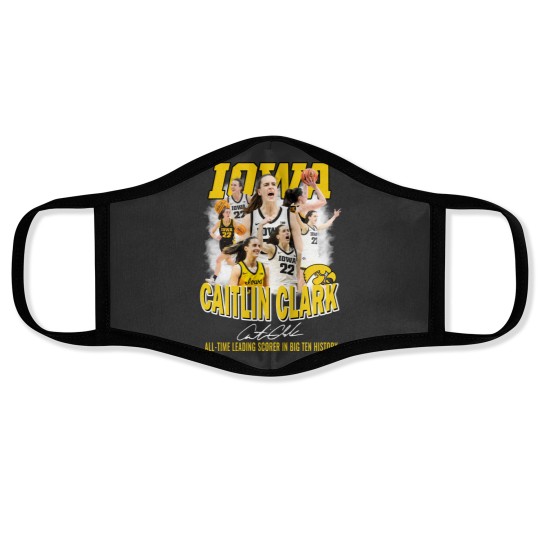 Discover Caitlin Clark All Time Leading Scorer In Big Ten History Face Masks, Basketball 2024 Caitlin Clark Face Masks
