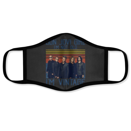 Discover Bon Jovi Girl I'm Not Old I'm Vintage Face Masks, Bon Jovi