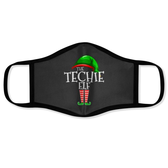 Discover The Techie Elf Family Matching Group Christmas Gift Funny Face Masks