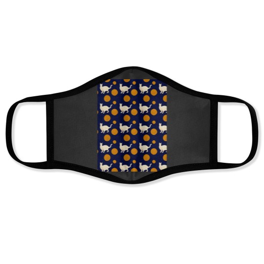 Discover White Cat Orange Polka Dots - Matisse-esque Graphic Face Masks