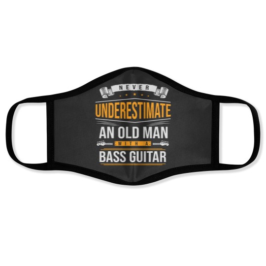 Discover Never Underestimate An Old Man With A Bass Guitar Face Masks