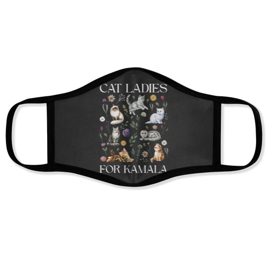 Discover Cat Ladies For Kamala Face Masks, Kamala Harris 2024 President Face Masks