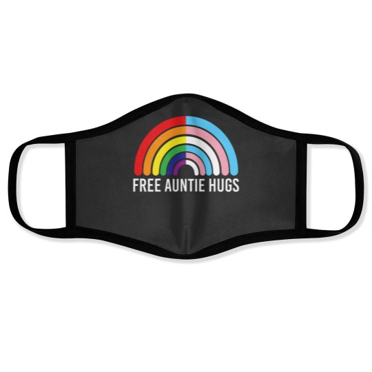 Discover Free Auntie Hugs Rainbow Transgender Flag LGBTQ Gay Pride Face Masks