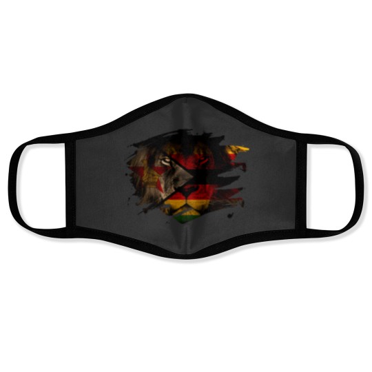 Discover Zimbabwe Lion Flag Face Masks