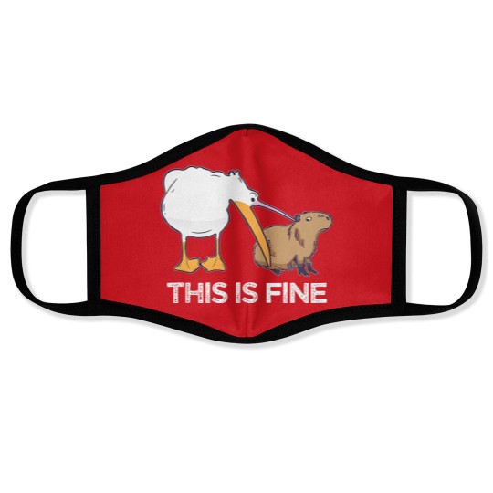 Discover This is fine Meme funny Capybara dog Pelican Nihilism Joke Face Masks