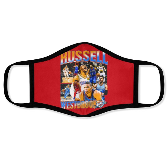 Discover Russell Westbrook OKC Vintage Face Masks, Russell Westbrook Fan Tees, Basketball Face Masks