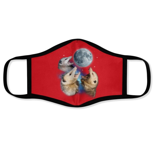 Discover Three Possum Howling At Moon - Funny Opossum Lovers Costume Face Masks