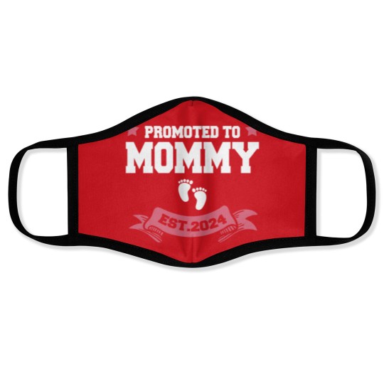 Discover Promoted To Mommy 2024 New Mom Pregnancy Announcement Funny Classic Face Masks