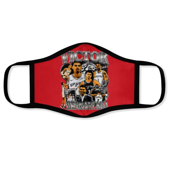 Discover Vintage 90s Graphic Style Victor Wembanyama Face Masks