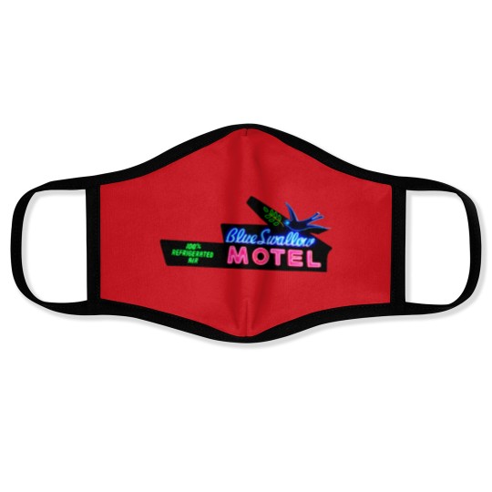 Discover Blue Swallow Motel Neon Sign Route 66 Face Masks