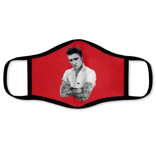 Discover Elvis Presley Tattoo Rockabilly Face Masks Black