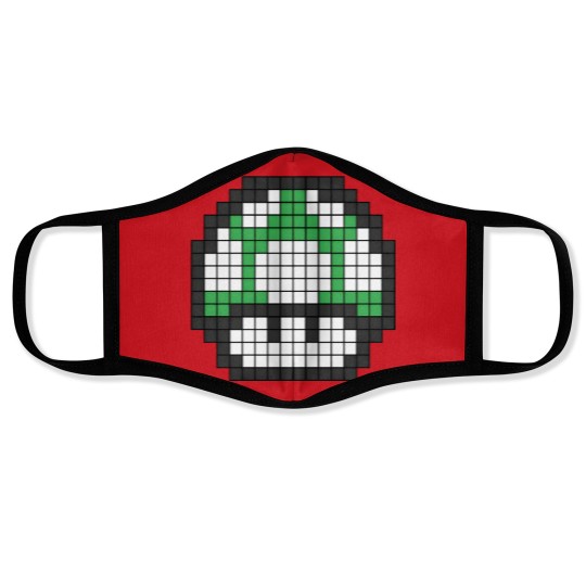 Discover 8Bit - Green Mushroom 1Up Face Masks