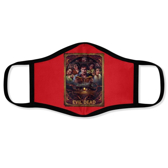 Discover Movie Art, Evil Dead Necronomicon by Peter Panyis, Black Cotton Mens Face Masks